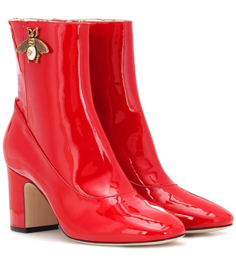 gucci red patent boot|Gucci signoria ankle boots.